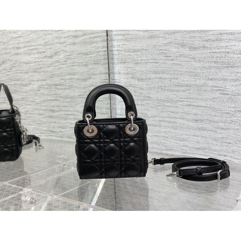 D*or lady bag super mini cannage leather black