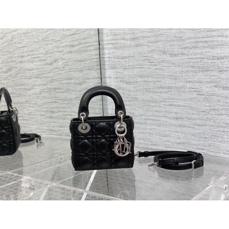 D*or lady bag super mini cannage leather black