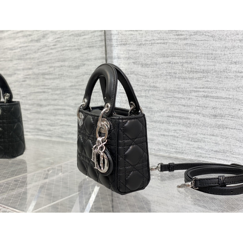 D*or lady bag super mini cannage leather black