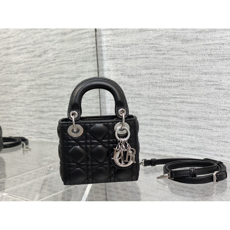 D*or lady bag super mini cannage leather black