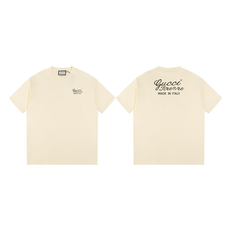 G*u*i cutton jersey t-shirts with embroidery beige