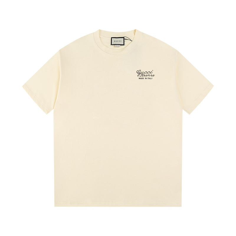 G*u*i cutton jersey t-shirts with embroidery beige