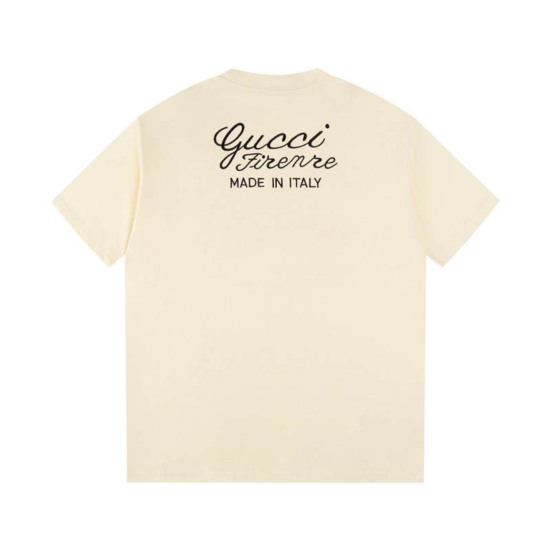 G*u*i cutton jersey t-shirts with embroidery beige