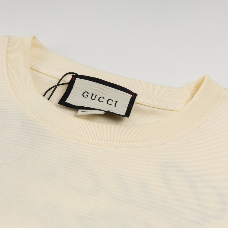 G*u*i cutton jersey t-shirts with embroidery beige