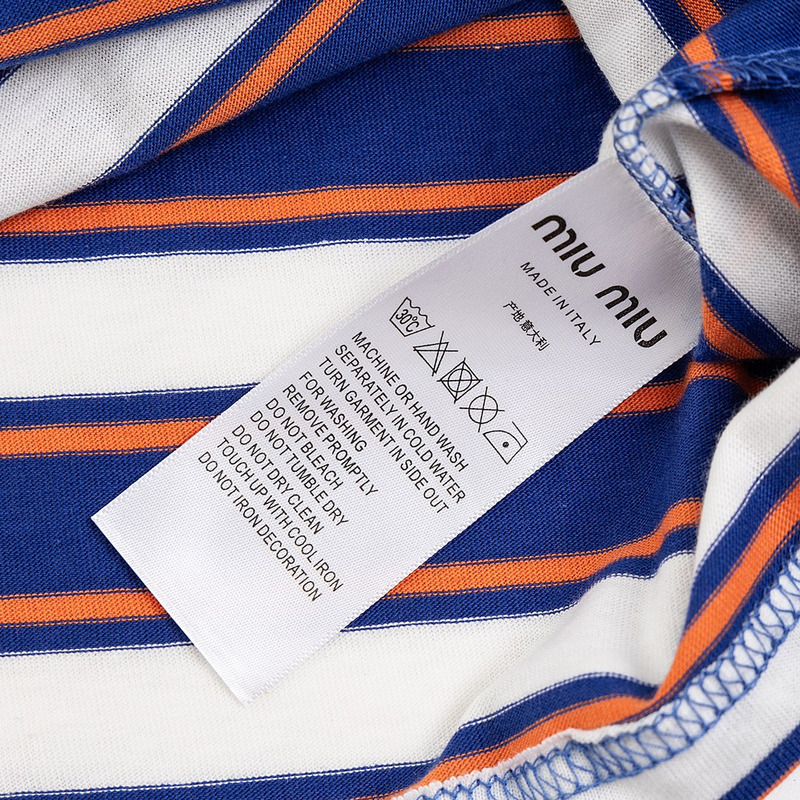 Miu Miu Jersey T-shirt Stripes Cotton Light Blue