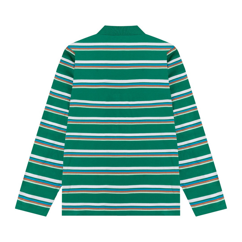 Miu Miu Jersey Polo Shirt Stripes Cotton Green