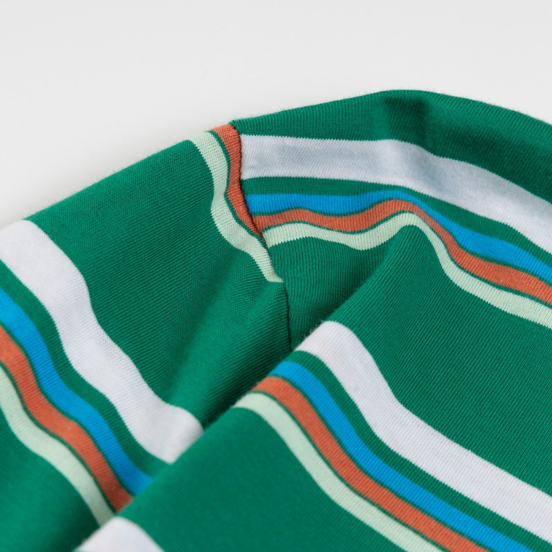 Miu Miu Jersey Polo Shirt Stripes Cotton Green