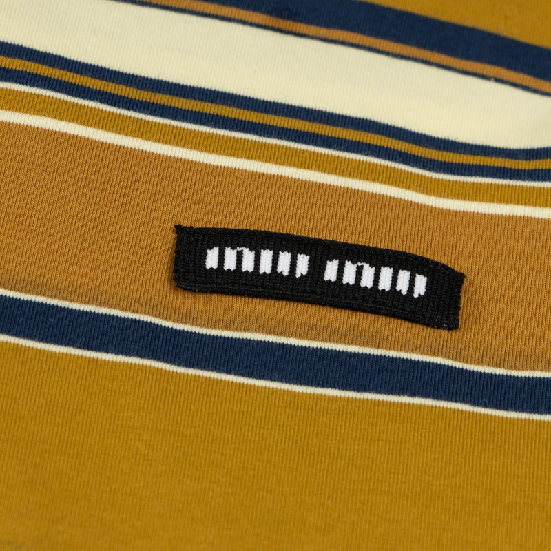 Miu Miu Jersey Polo Shirt Stripes Cotton Mustard