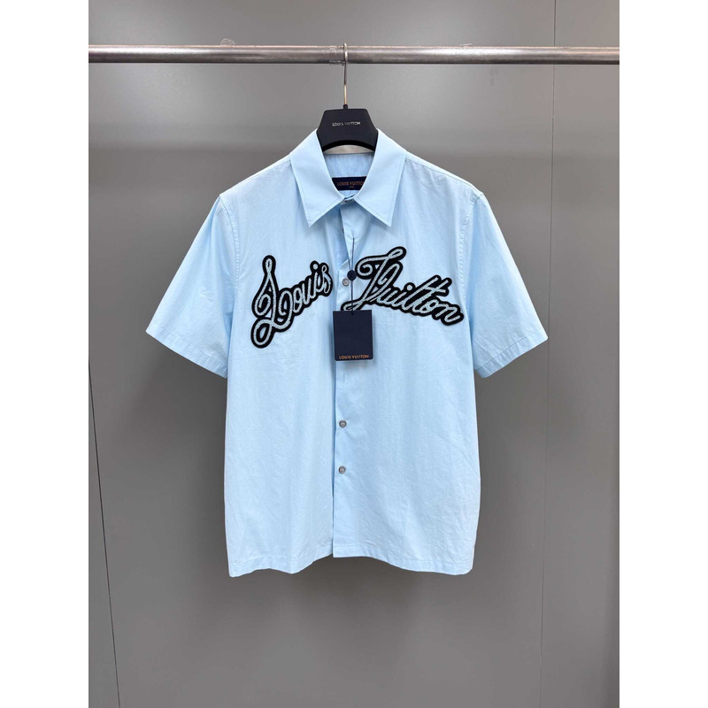 l**is V*t*n embroidered cotton shirt  sky blue