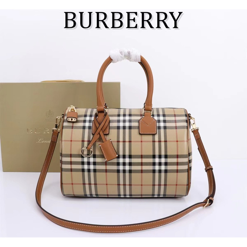 B**rry medium check bowling bag beige