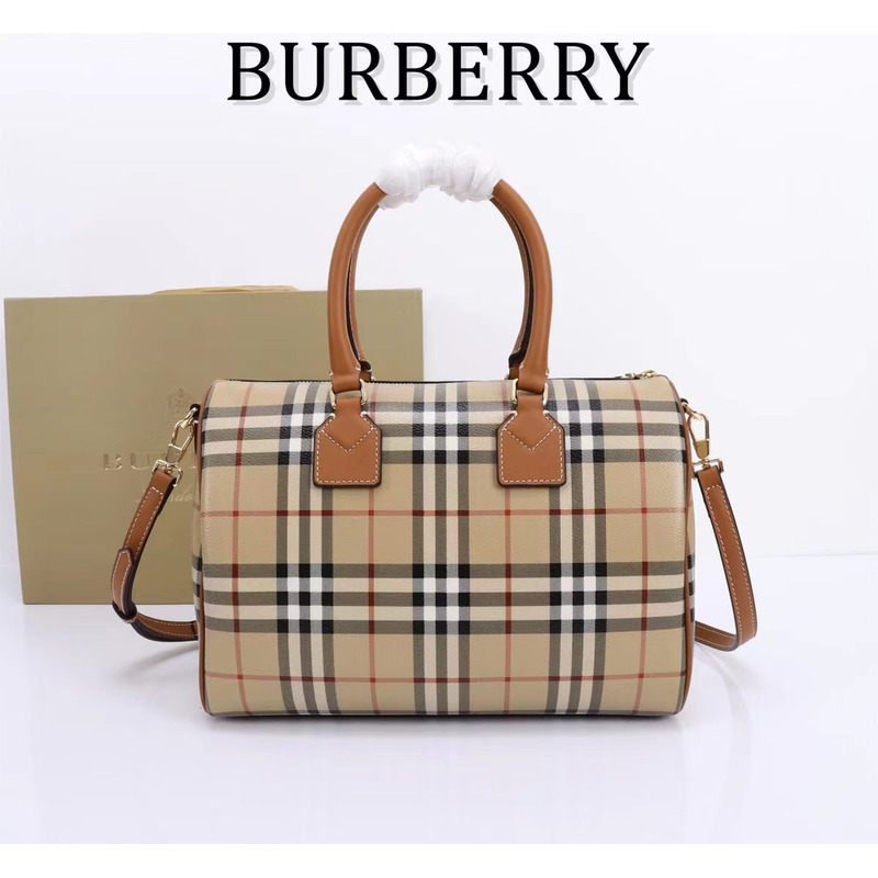 B**rry medium check bowling bag beige