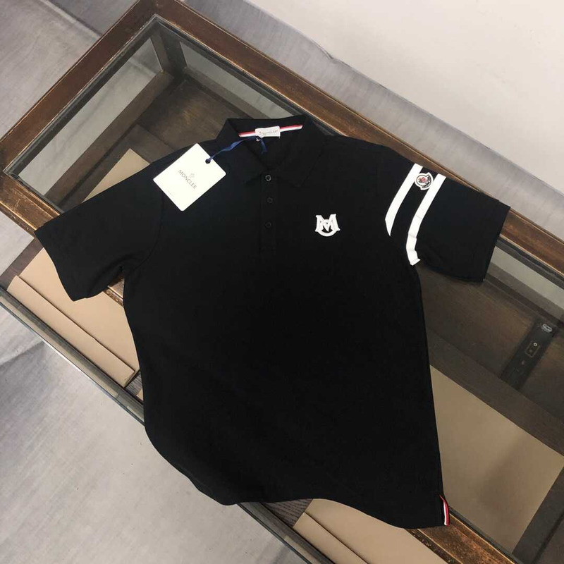 Moncler Logo-embroidered Polo Shirt Cotton Black