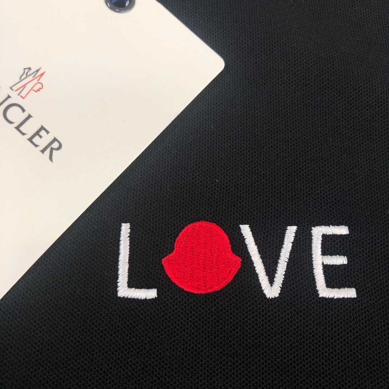 Moncler Love Embroidered T-Shirt Black