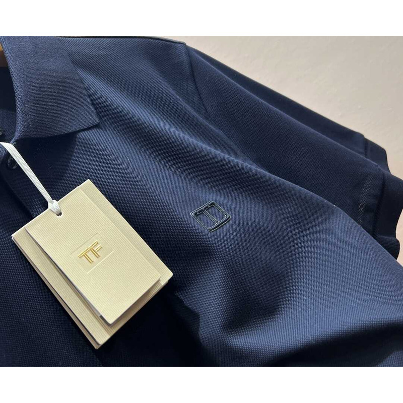 Tom Ford Cotton Polo Shirt Dark Blue