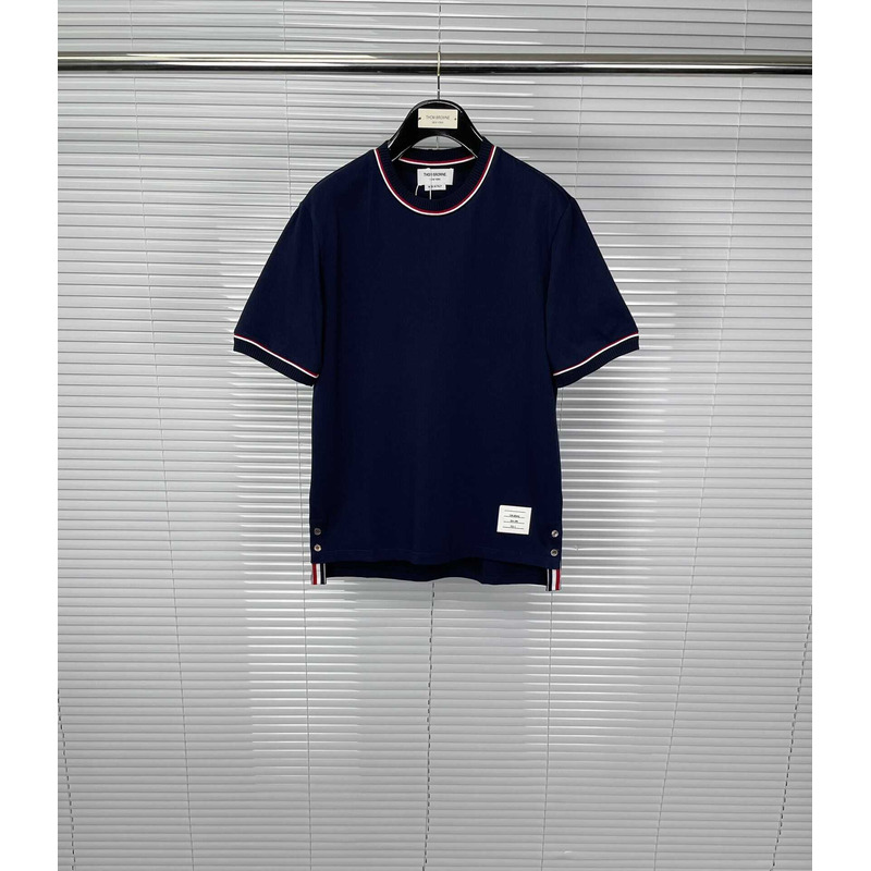 Thom Browne Cotton T-Shirt Navy Blue