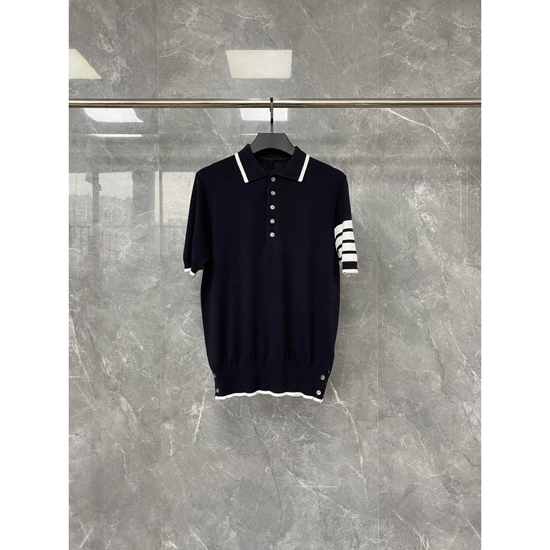 Thom Browne  Cotton 4-Bar Short Sleeve Polo Black