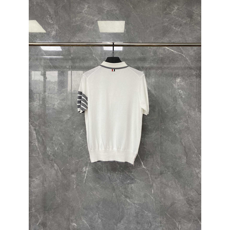 Thom Browne  Cotton 4-Bar Short Sleeve Polo White