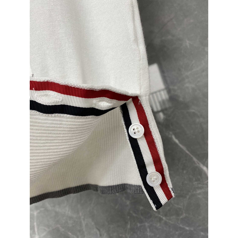 Thom Browne  Cotton 4-Bar Short Sleeve Polo White