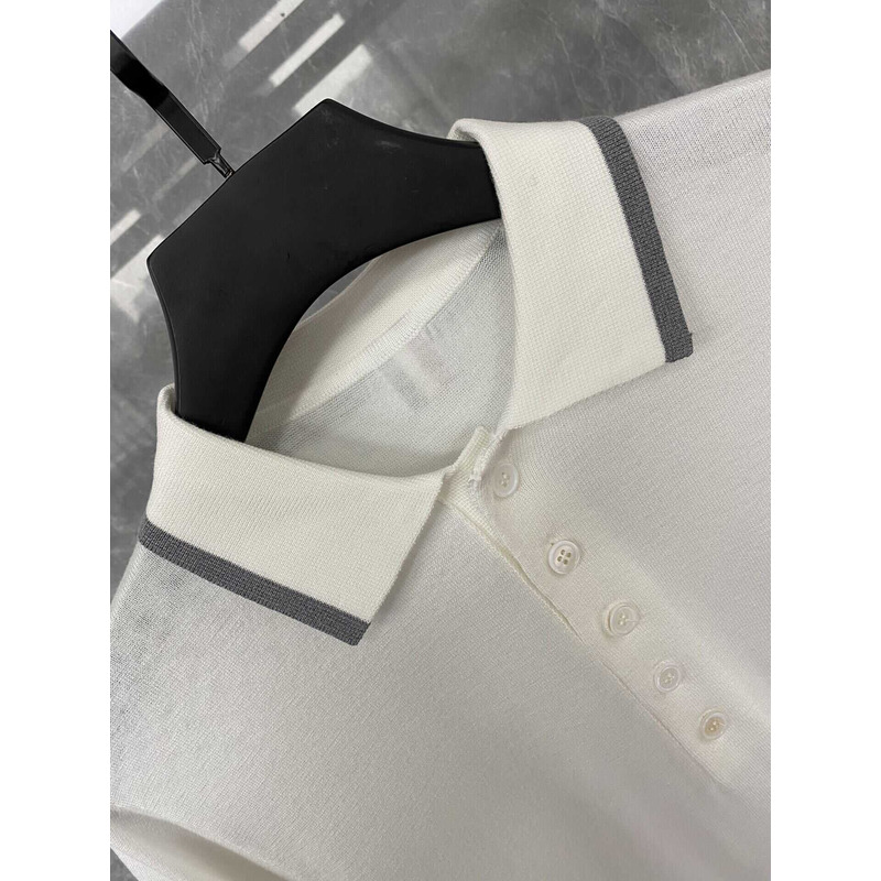 Thom Browne  Cotton 4-Bar Short Sleeve Polo White