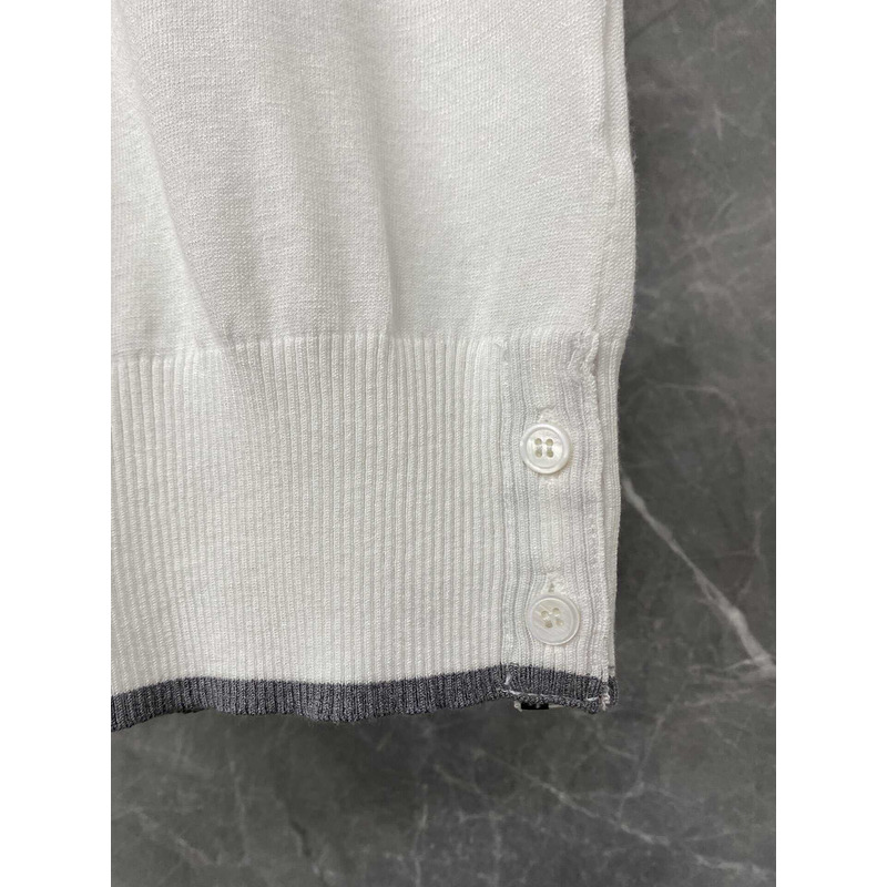 Thom Browne  Cotton 4-Bar Short Sleeve Polo White