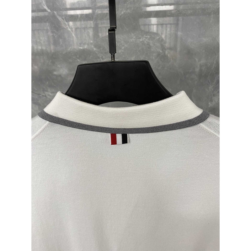 Thom Browne  Cotton 4-Bar Short Sleeve Polo White