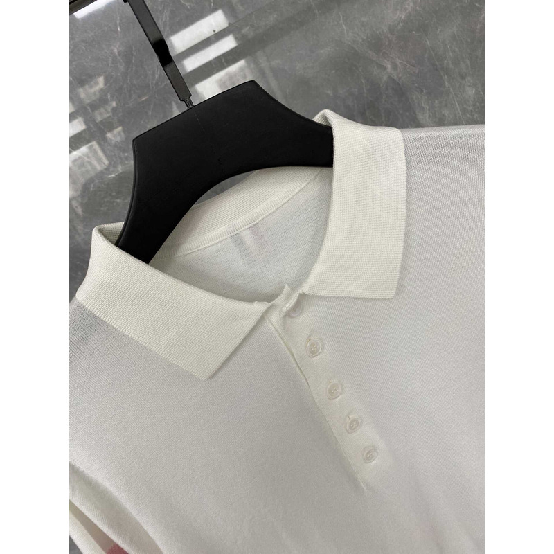 Thom Browne Cotton Short Sleeves Polo Shirt White