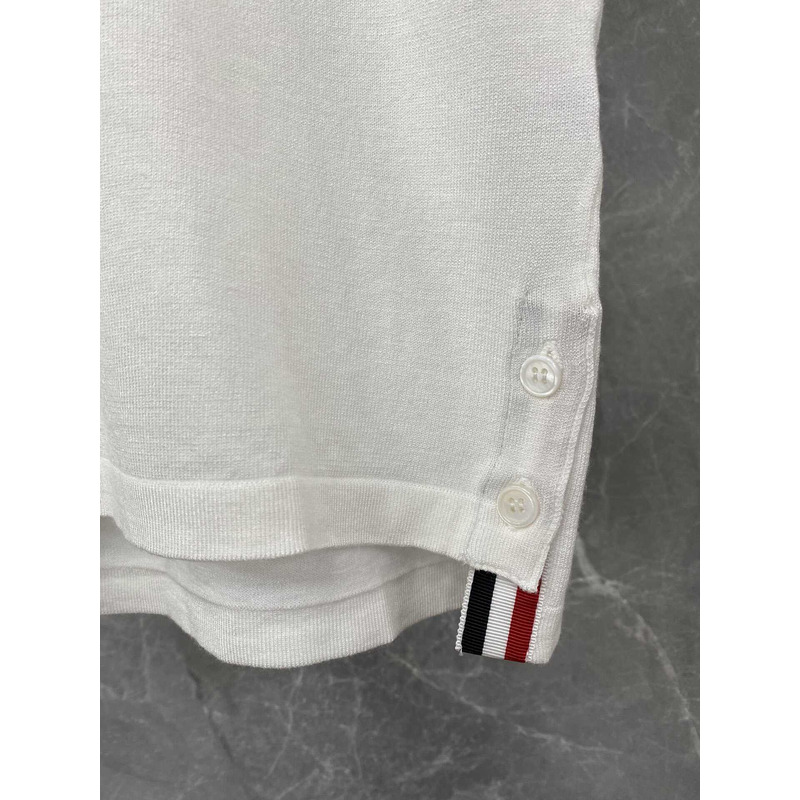 Thom Browne Cotton Short Sleeves Polo Shirt White