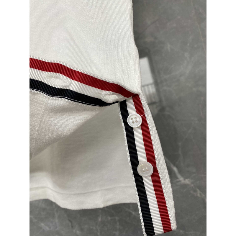 Thom Browne Cotton Short Sleeves Polo Shirt White