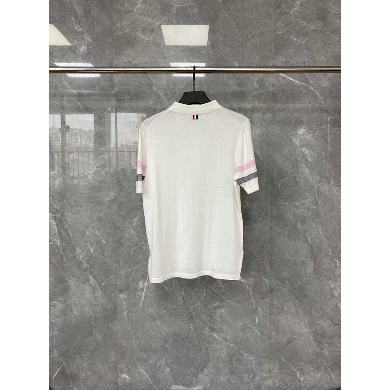 Thom Browne Cotton Short Sleeves Polo Shirt White