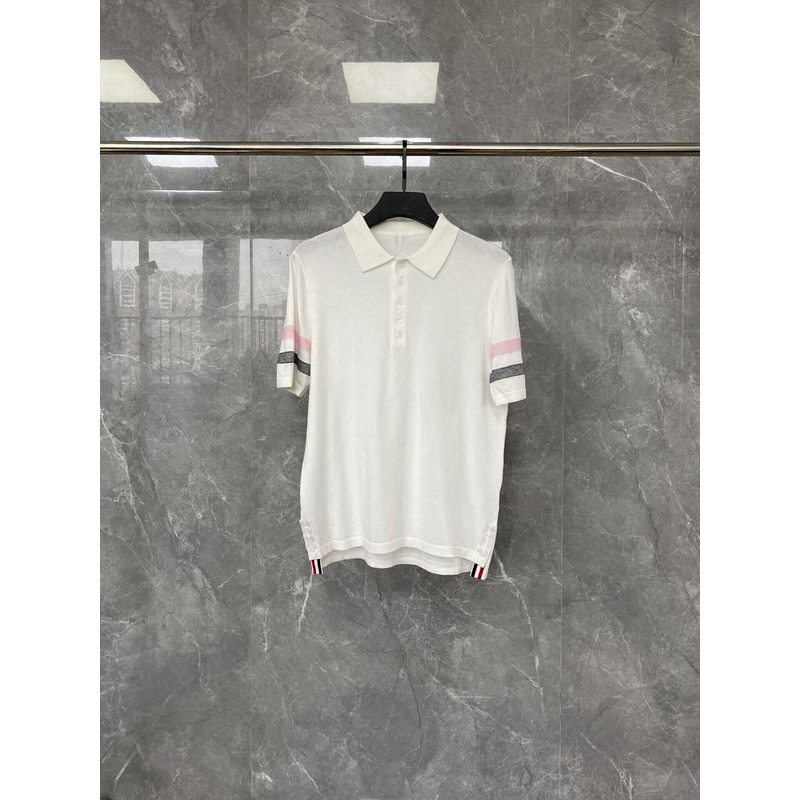 Thom Browne Cotton Short Sleeves Polo Shirt White