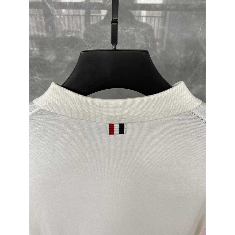 Thom Browne Cotton Short Sleeves Polo Shirt White