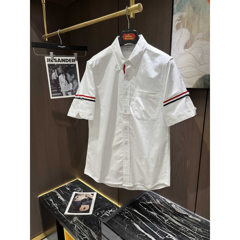 Thom Browne RWB Striped Polo Shirt White