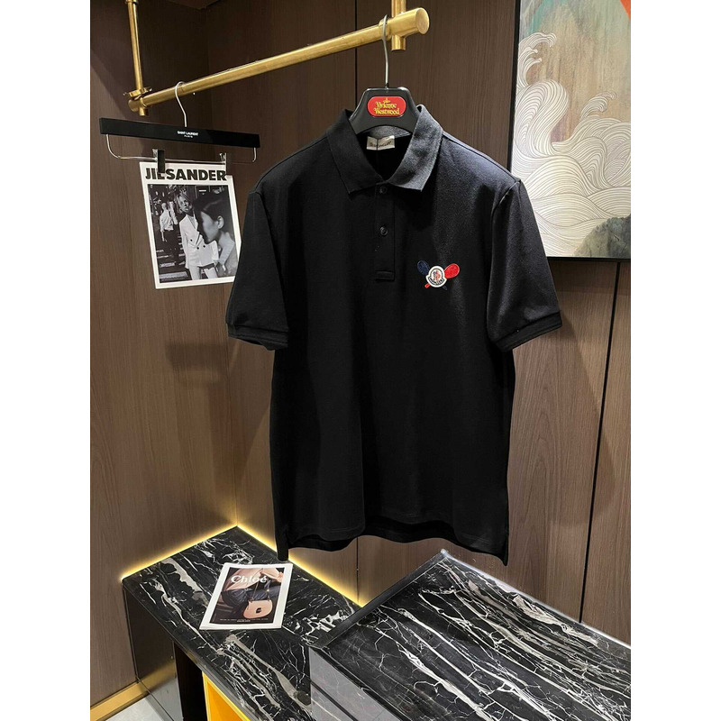 Moncler Logo Embroidered Polo Shirt Black