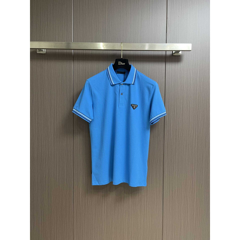 Pra*a embroidered polo shirt blue