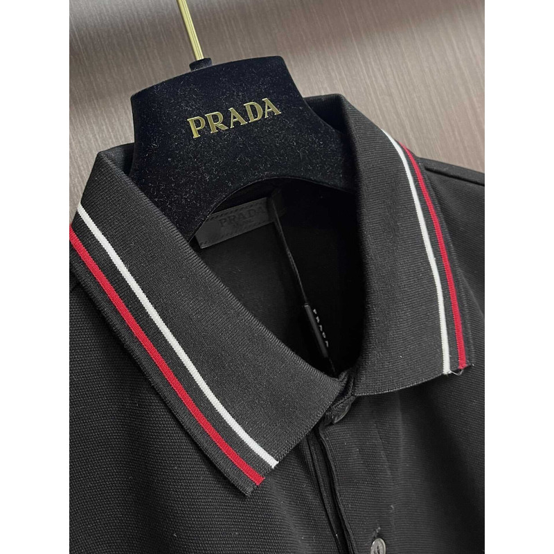 Pra*a embroidered polo shirt black