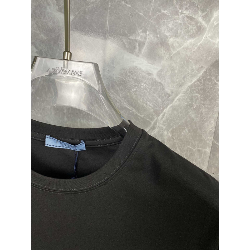 Pra*a t-shirt with contrasting trim and logo cotton black