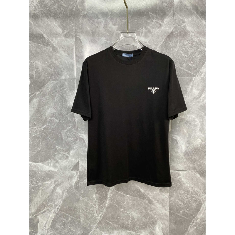 Pra*a t-shirt with contrasting trim and logo cotton black