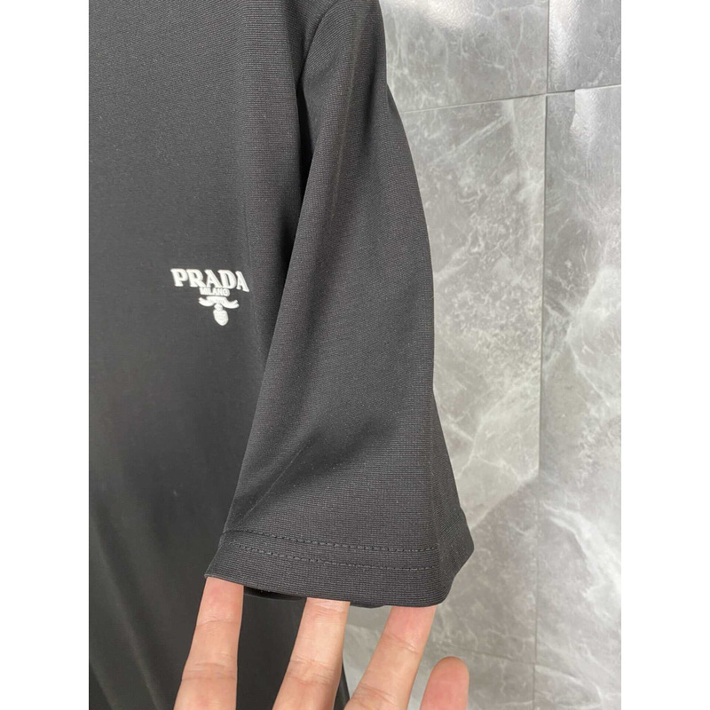 Pra*a t-shirt with contrasting trim and logo cotton black