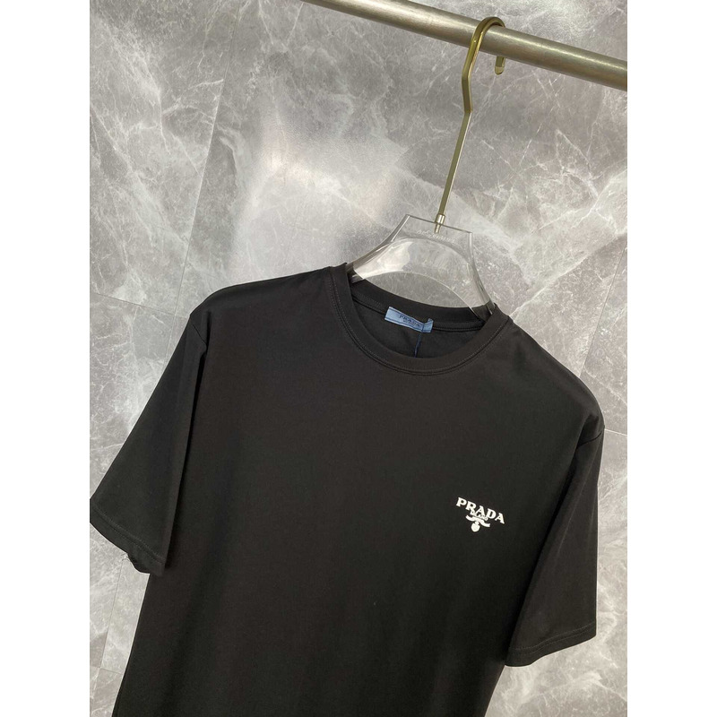 Pra*a t-shirt with contrasting trim and logo cotton black