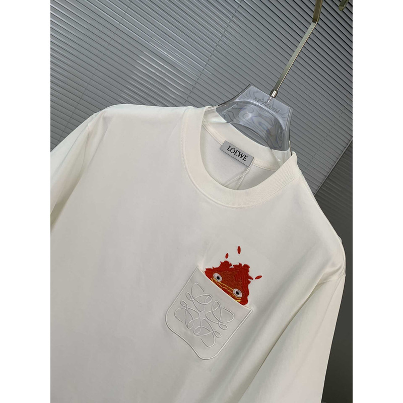 Loewe Embroidered Cotton T-Shirt White