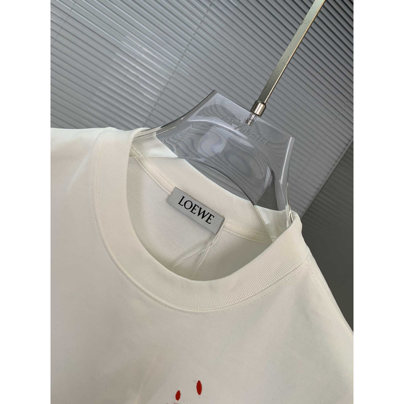 Loewe Embroidered Cotton T-Shirt White