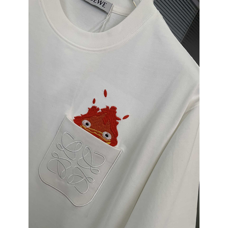 Loewe Embroidered Cotton T-Shirt White