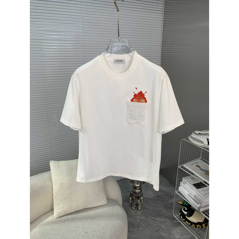 Loewe Embroidered Cotton T-Shirt White