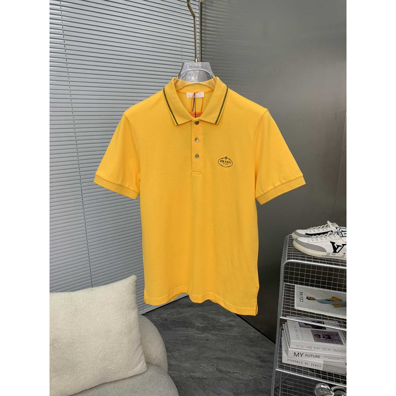 Pra*a logo embroidered polo shirt yellow