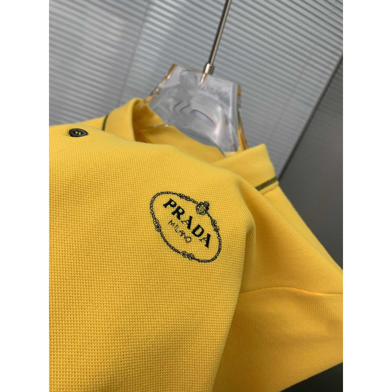 Pra*a logo embroidered polo shirt yellow