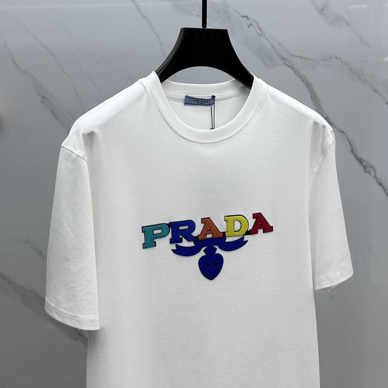 Pra*a embroidered cotton t-shirt white