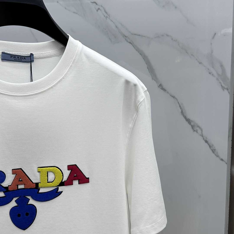 Pra*a embroidered cotton t-shirt white