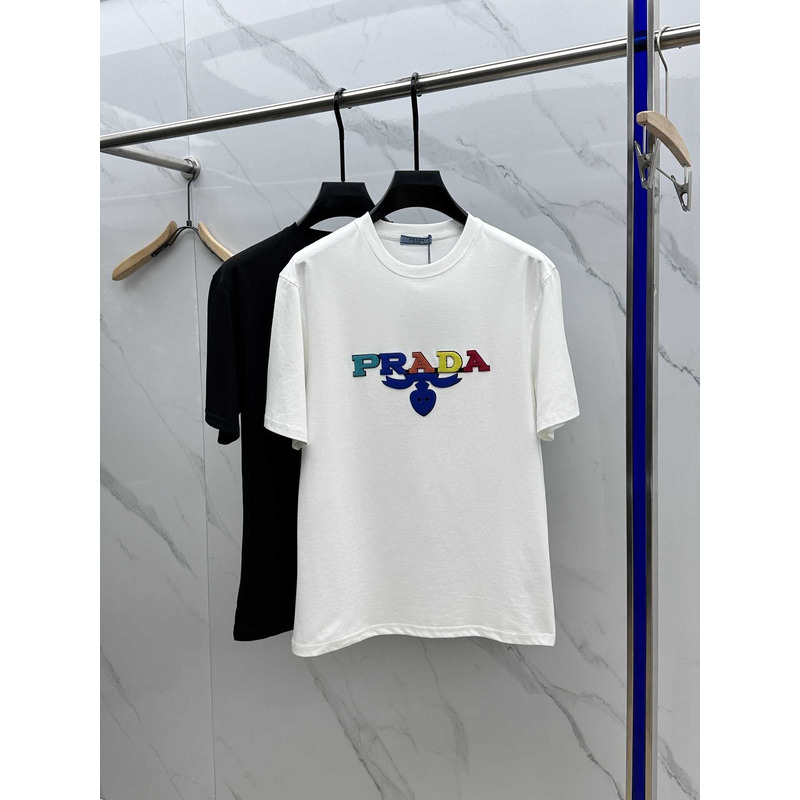 Pra*a embroidered cotton t-shirt white