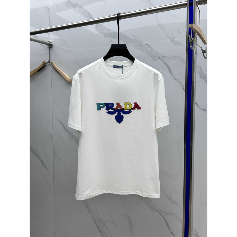 Pra*a embroidered cotton t-shirt white