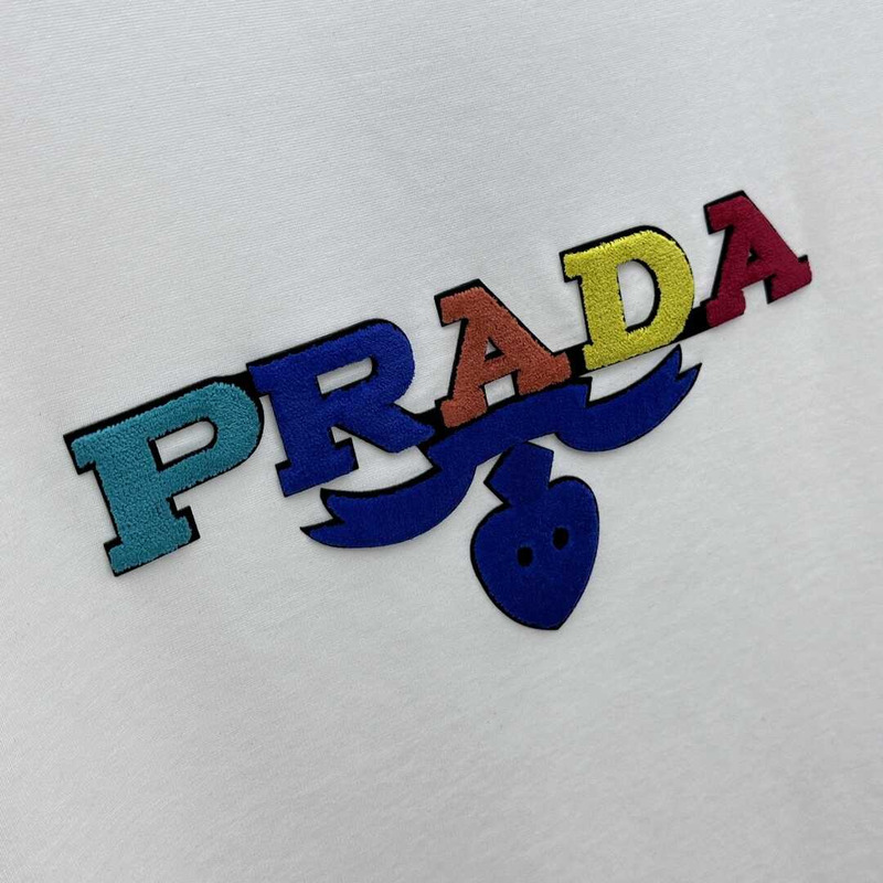 Pra*a embroidered cotton t-shirt white